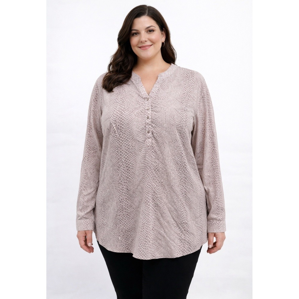 Violet + Claire gray/Purple Long Sleeve Snakeskin Print‎ Blouse Women's Size 3X